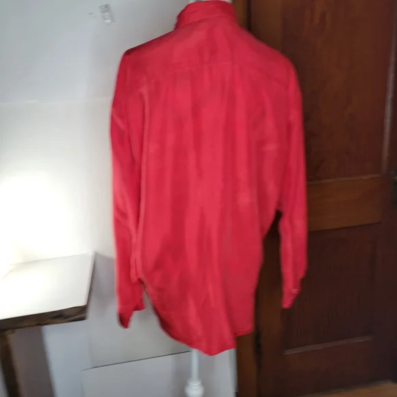Womans James River Traders Red Silk Long sleeve Blouse size Medium - Picture 6 of 9